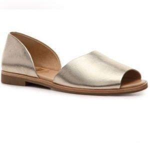 Crown Vintage Gold Peep Toe Flats